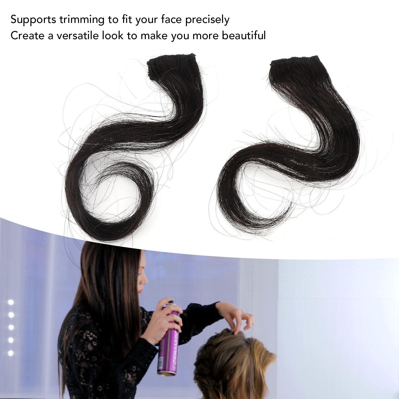 Fockety Side Air Bangs, High Temperature Synthetic Hair Customizable Clip in Bangs Adjustable Versatile Style Black Front Side Bangs for Women Girls Everyday Dress Up