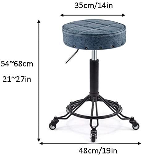 NEVRAH Swivel Bar Stool Guitar Stools Chairs on Wheel Saddle Stool with Black PU Synthetic Leather SeatAdjustable Height 45-58 cmSupported weight 160 KgOffice Stool Saddlefor Beauty Kitchen Salon Home Of