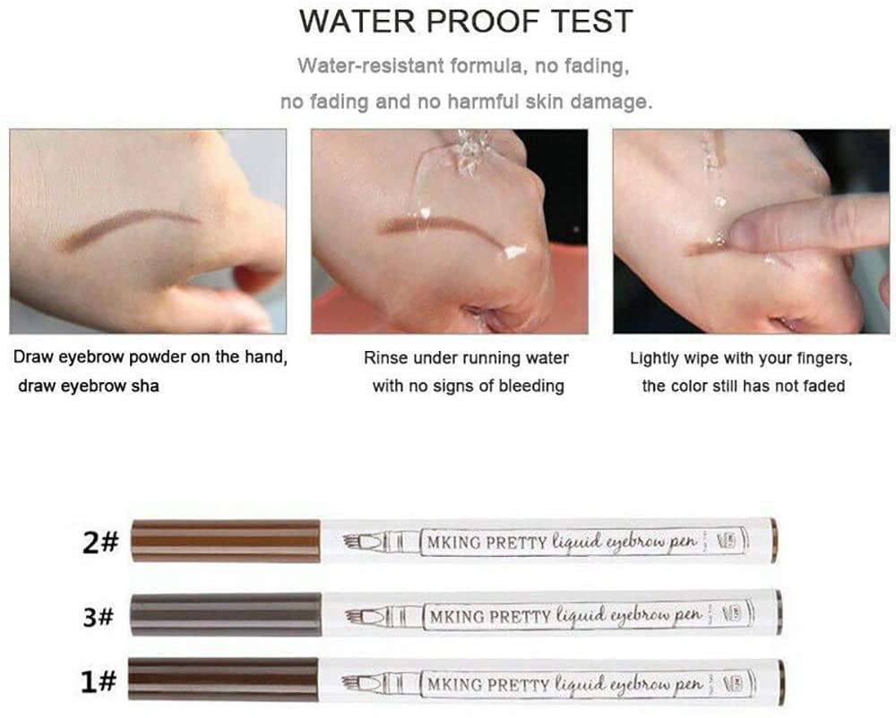 QUEMISS QUEMISS Brow Pen Waterproof Eyebrow 3D Pen Microblading Brow Pencil Makeup with 4 Fork Tip Micro-Fork Liquid Eyebrow Pencil (2#Brown)