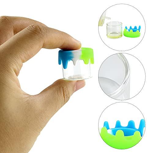 TKK glass concentrate containers 6ml with silicone lids Non Stick glass wax container for Oil, Lip Balm,Cosmetic, Lotion, Cream, Eye shadow, ?Color mixing) (100pcs)