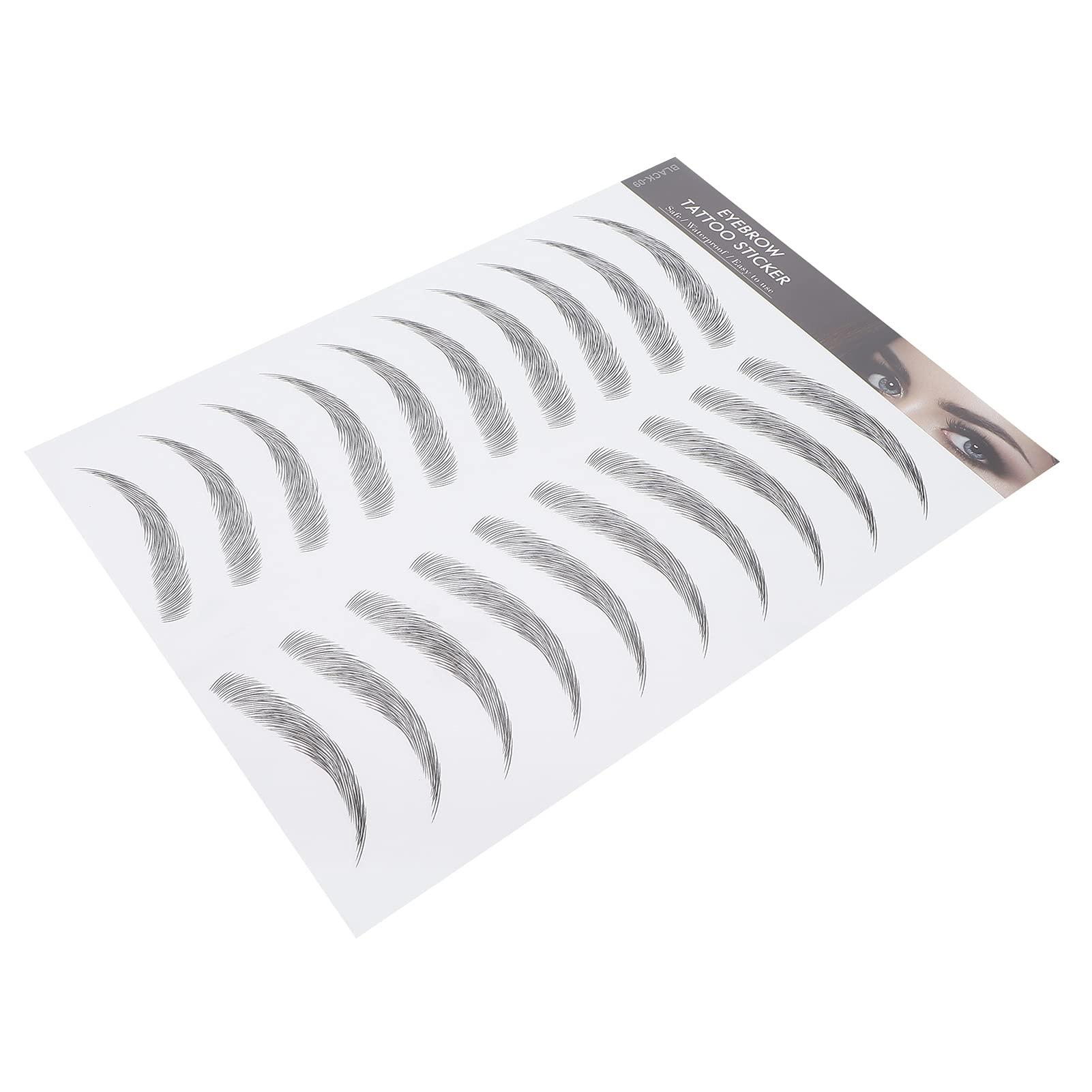 Brrnoo Eyebrow Sticker, Hair-Like Authentic Eyebrows, Long Lasting False Eyebrows Makeup Sticker for Women Girls(BLACK-09)