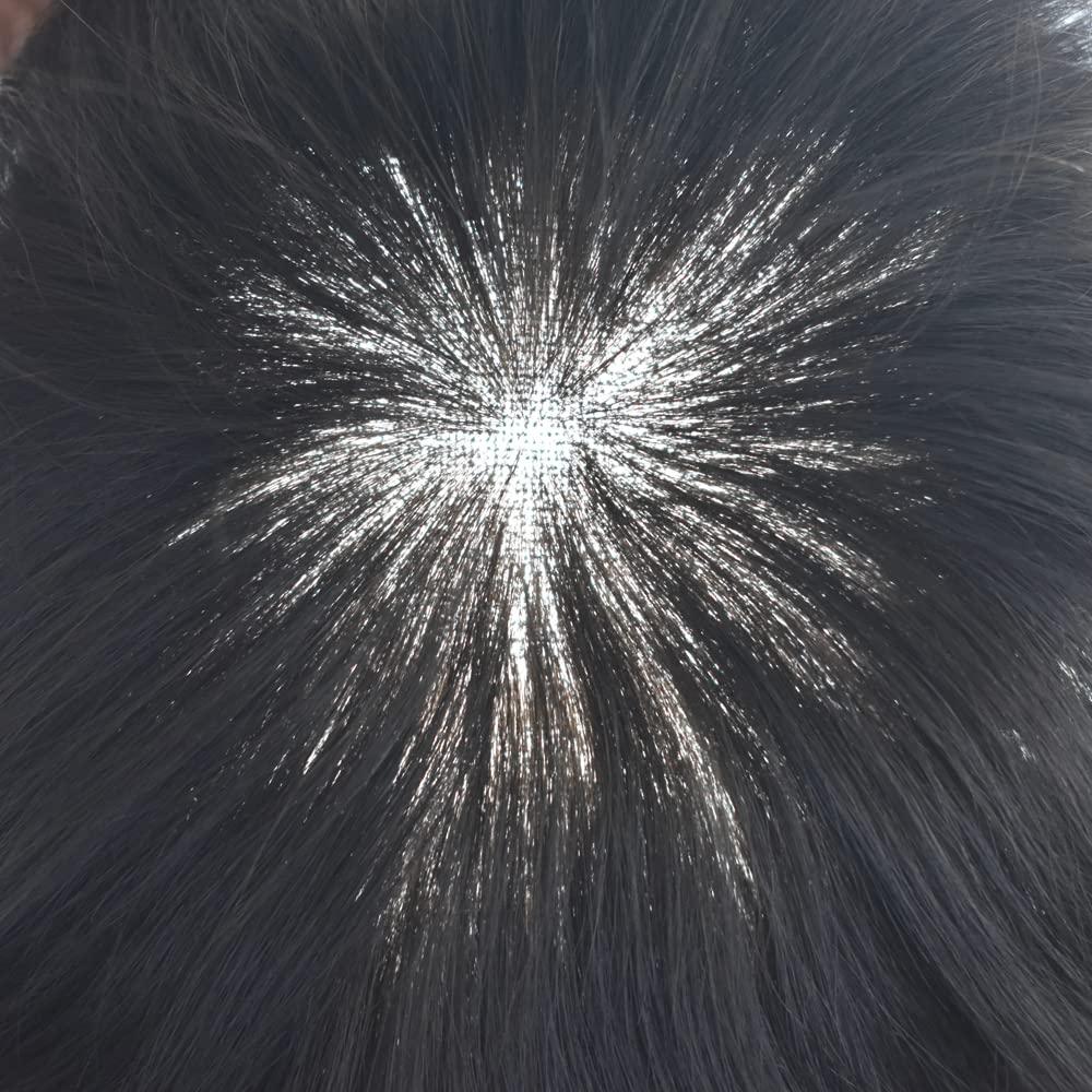 NinthAvenue Basics Mens Toupee French Lace Hair Replacement System For Men Hairpieces Toupee For Men Hair System Hair Piece For Men Natural Hairline 7x10 Light to Medium density 1B# OFF BLACK