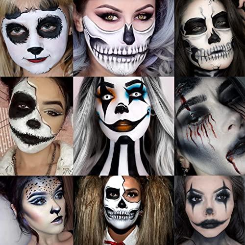 Afflano Afflano Gray Eyeshadow Palette Grey Black White Silver, Blendable Smokey Eye Eyeshadow Palette, for SFX Skull Goth Look Halloween Makeup Palette, Long Lasting Dark Eye Shadow Pallet - Panda