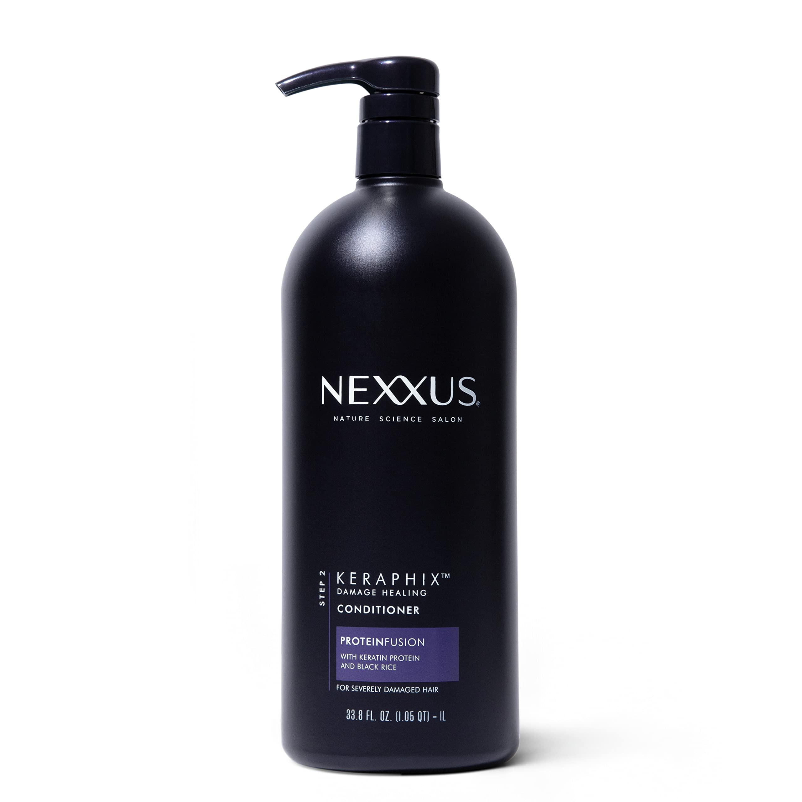 Nexxus Nexxus Keraphix ProteinFusion Conditioner with Keratin Protein and Black Rice for Damaged Hair 33.8 oz & Damage Repair Pre-Wash Treatment Cream for Dry Hair
