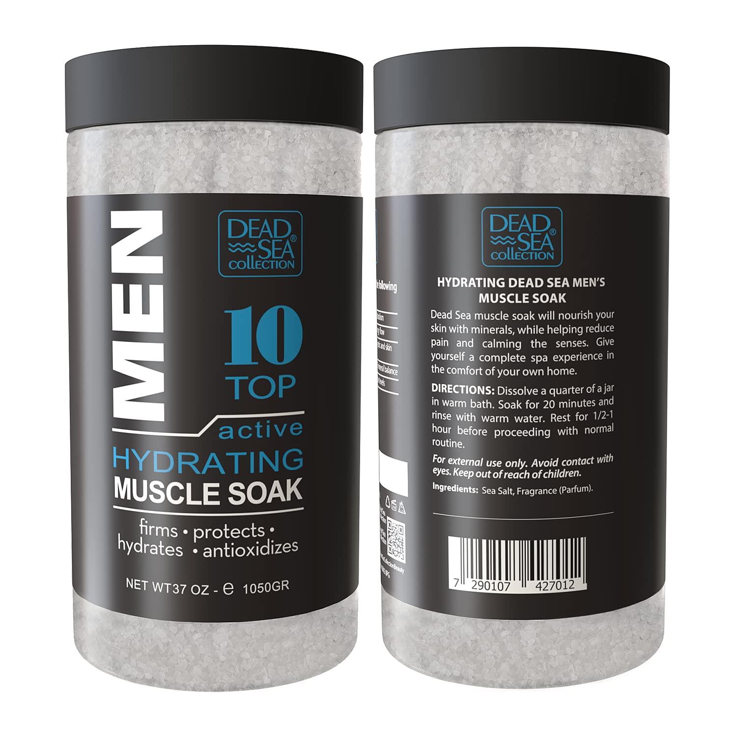 Dead Sea Collection Dead Sea Collection Bath Salts for Men - Muscle Recovery Bath Soak - TOP 10 Active Mens Pure Sea Salt for Soothing and Relaxing - 37 oz