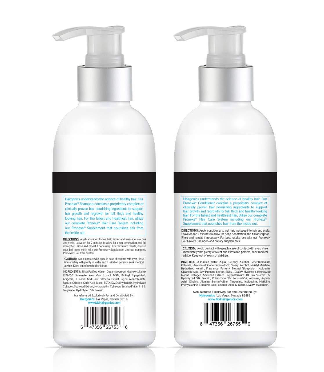 Pronexa Hairgenics Pronexa Hair Growth & Regrowth Therapy Hair Loss Shampoo and Conditioner COMBO pack. 2 bottles, 8 fl oz per bottle. With Biotin, Collagen, and DHT Blockers for Thinning Hair.