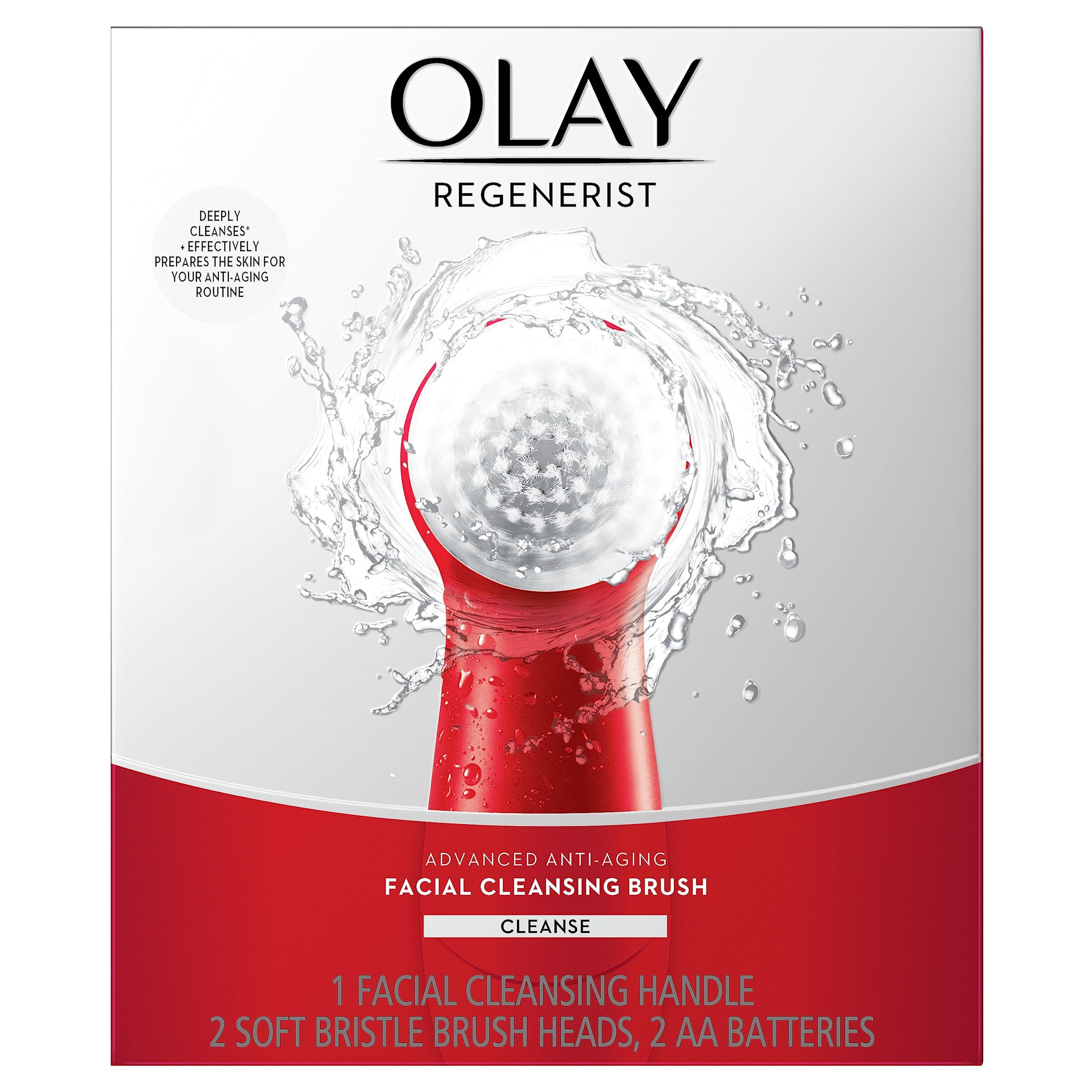 Olay Olay Facial Cleansing Brush Regenerist, Face Exfoliator with 2 Brush Heads