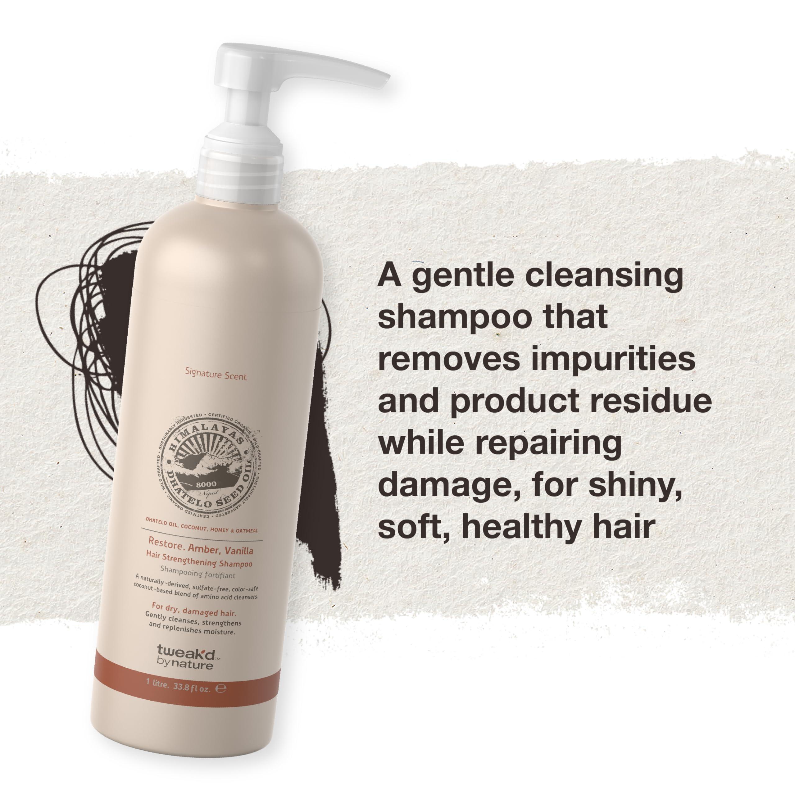 Tweak-d Tweakd by Nature - Restore Hair Strengthening Shampoo, Ultra-Moisturizing for Dry Damaged Hair, Leaves Hair Shiny and Soft, Cruelty Free (33.8 ounces)