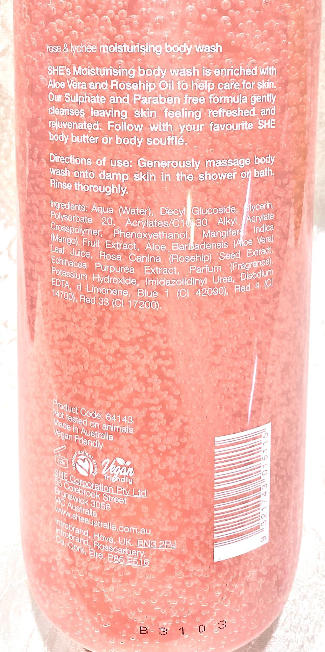 Om She Om She Aromatherapy ROSE & LYCHEE Shower Body Wash 33.8 oz