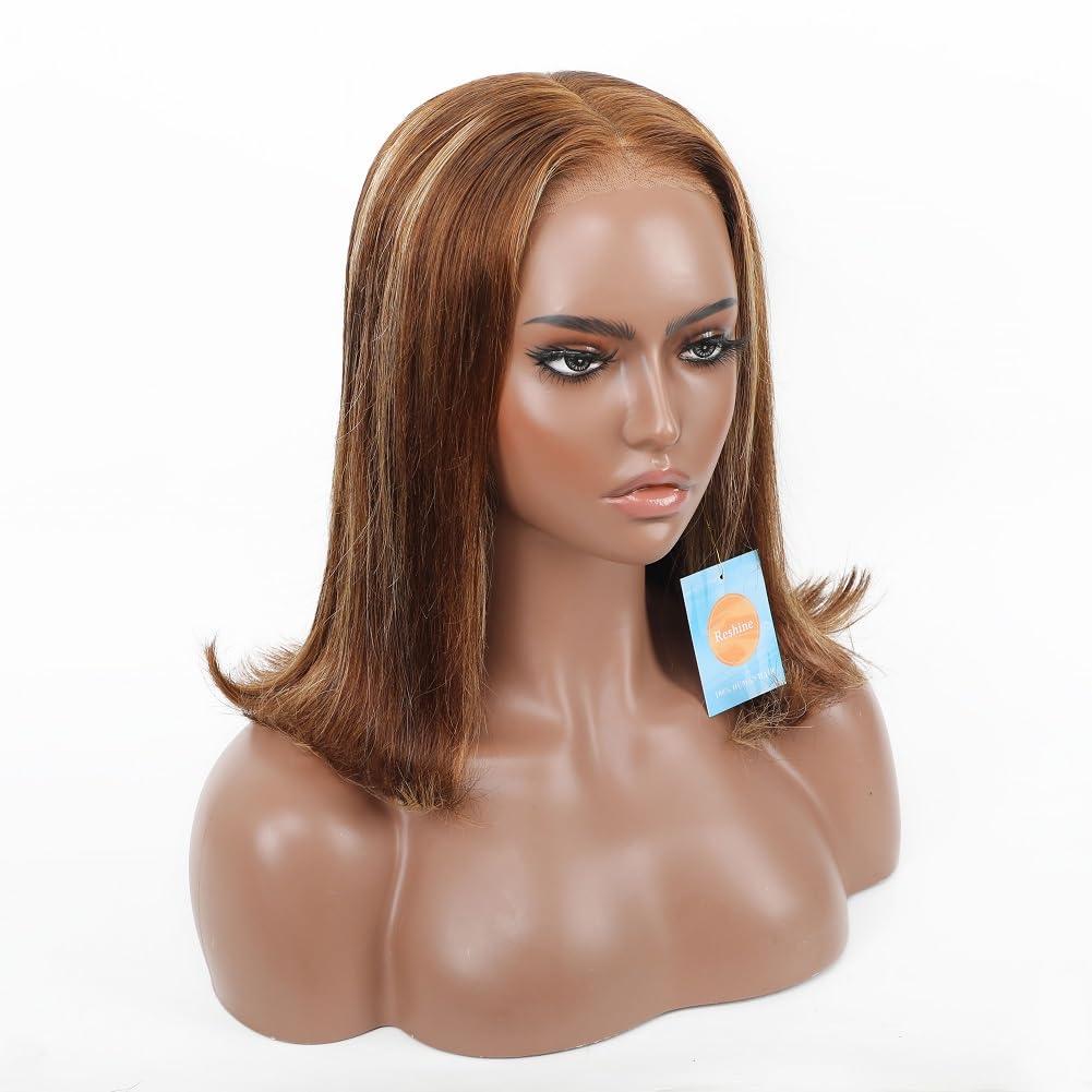 CAITLYN Reshine Straight Highlight 13x4 Lace Front Wigs Human Hair Pre Plucked with Baby Hair Wet and Wavy Auburn Hd Lace Frontal Wig Human Hair 13x4 Glueless Lace Frontal Wigs Human Hair 180% Density 18 inch