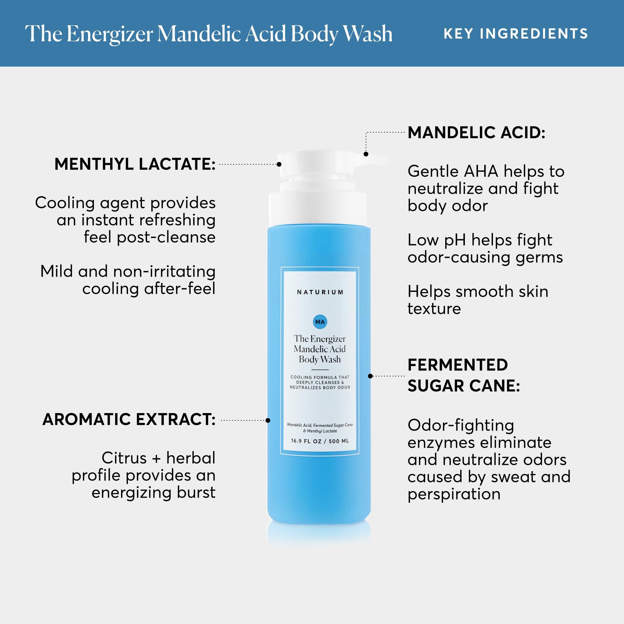 Naturium Naturium The Energizer Body Wash, Cooling & Refreshing Formula with Mandelic Acid, Deeply Cleanses & Neutralizes Body Odor, 16.9 oz