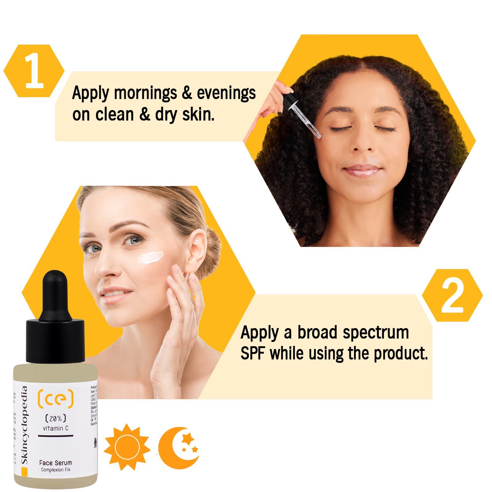 Skincyclopedia Skincyclopedia Facial Serum Treatment Set, 1 Vitamin C Face Serum +1 Hydrogel Eye Patch, Brightener, Reduces Dark Spots, Boosts Natural Collagen, Improves Skin Texture, Oil Control, Deep Hydration.