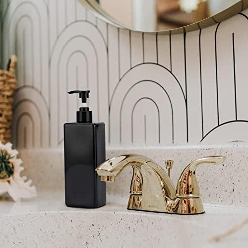 SUREAM Suream Shampoo and Conditioner Dispenser Set, 3Pack 16.9oz Bathroom Countertop Soap Bottle with 4PCS lables, Plastic Refillable Dispenser with Pump for Kitchen, Office, Travel, Resturant, Black