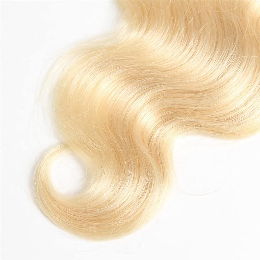 QTHAIR QTHAIR 14A Russian Blonde #613 Transparent Lace Frontal Closure 100% Russian Blonde Human Hair for Female (14\", 613 Body Wave Closure) 613 Blonde Closure
