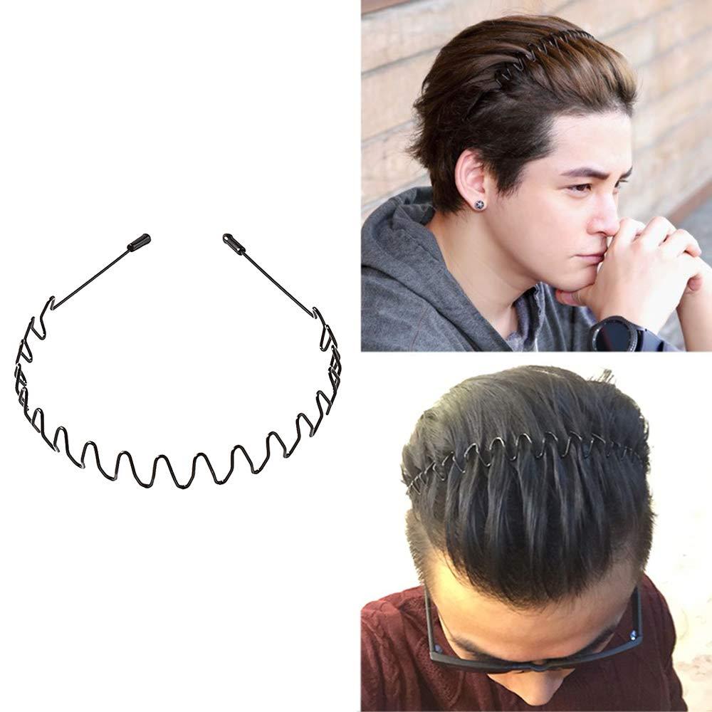 MansWill Mens Slicked Back Hair band, Outdoor Sports Fashion Pigtail HeadBand/Never Paint-shedding Metal Head Buckle Clip for Mens Long Hair, Braid and other Hair Styles - Big Wave