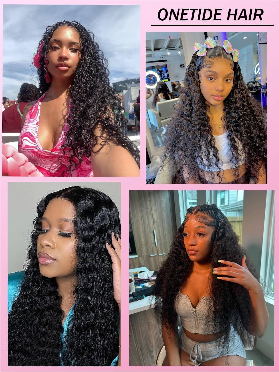 ONETIDE ONETIDE Deep Wave 13x6 Lace Front Wigs Human Hair Brazilian Virgin Hair Lace Frontal Wigs Human Hair 180% Density Pre Plucked with Baby Hair Natural Color 22 Inch
