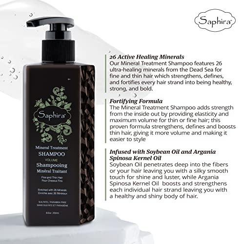 Saphira Saphira Mineral Treatment Shampoo for Fine, Thin and Color-Treated Hair, Sulfate-Free, Paraben-Free, Strengthens, Volumizes and Defines Weak and Fragile Hair, 34 Ounce