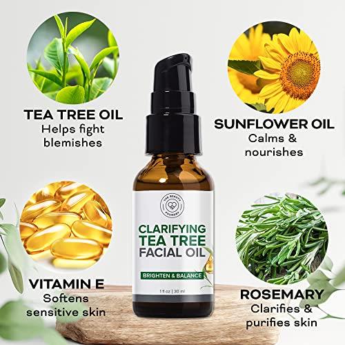 Beauty Foundry Beauty Foundry Clarifying Tea Tree Facial Oil, Targets Acne and Uneven Skin Tone, Antioxidant-Rich Beauty Oil, 1-fl oz/30ml (1 Pack)