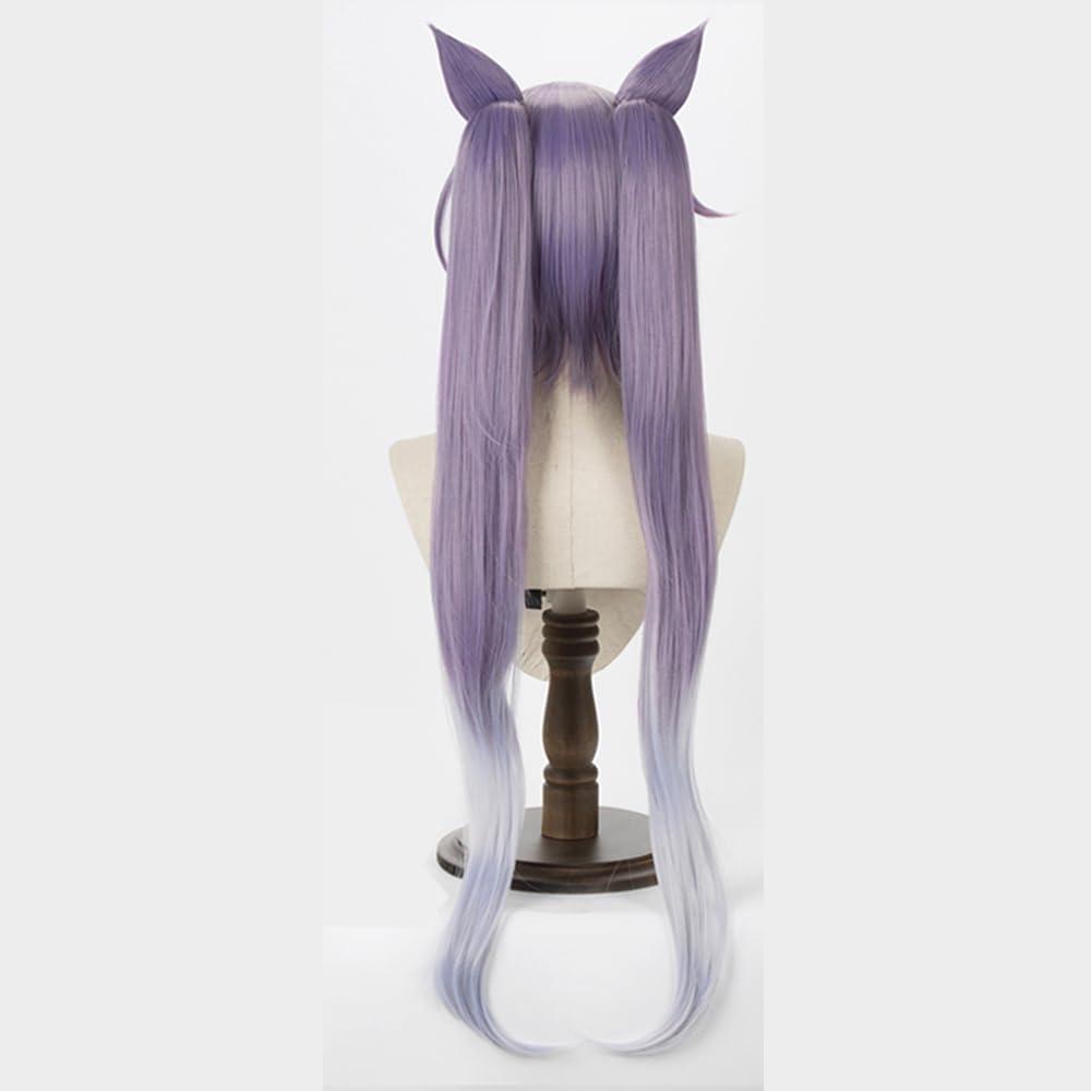 TO KU TOO YUO TO KU TOO YUO Wig for Game Purple Hair Wig Long Hair Wig with Bangs Straight Wig with Double Ponytails Clips Heat Resistant Wig Role Play Halloween Wig 75 CM