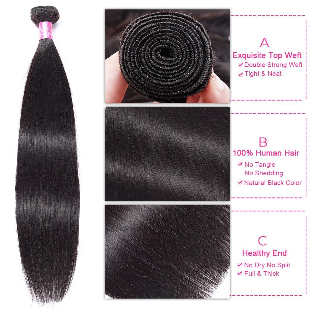 FQ FQ Straight Hair One Bundle 22 inch 100% Unprocessed Peruvian Virgin Human Hair Straight Bundles Double WeftStraight Human Hair Extensions 100g/bundle Natural Color