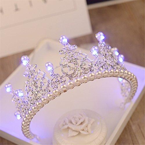 Bridal headdress Luminous Crown Women Brithday Party Wedding Hair Decorations Led Lights Tiara Crown Bride Flower Queen Crown Hair 158 Blue Light