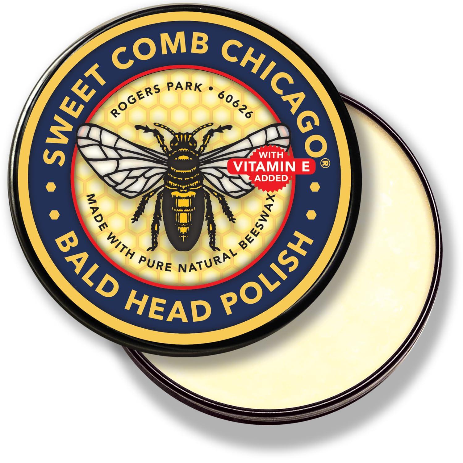 Sweet Comb Chicago Sweet Comb Chicago Bald Head Polish: Mens Aftershave Polish for Men, Waterproof Moisturizer for Bald Heads, Great for Father\'s Day, Christmas, Holiday, (2.0 oz) Travel Size
