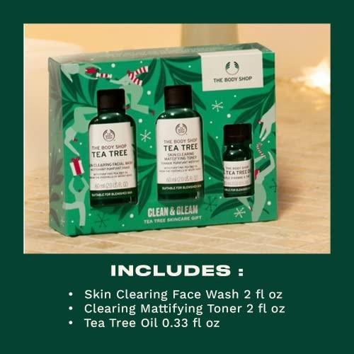 The Body Shop The Body Shop Clean & Gleam Tea Tree Skincare Gift Set, Energize and Fortify, Purifying & Refreshing for Oily, Blemished Skin, Vegan, Fresh, 3 Items