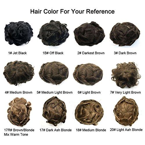 LHC French Lace Front Mens Mens Toupee Hairpiece Gray Hair Replacement Bleached Knot Wigs Poly Thin Skin Hair System For Men (8"x10", #760 Very Light Brown+60%Gray-120% Light to Medium)