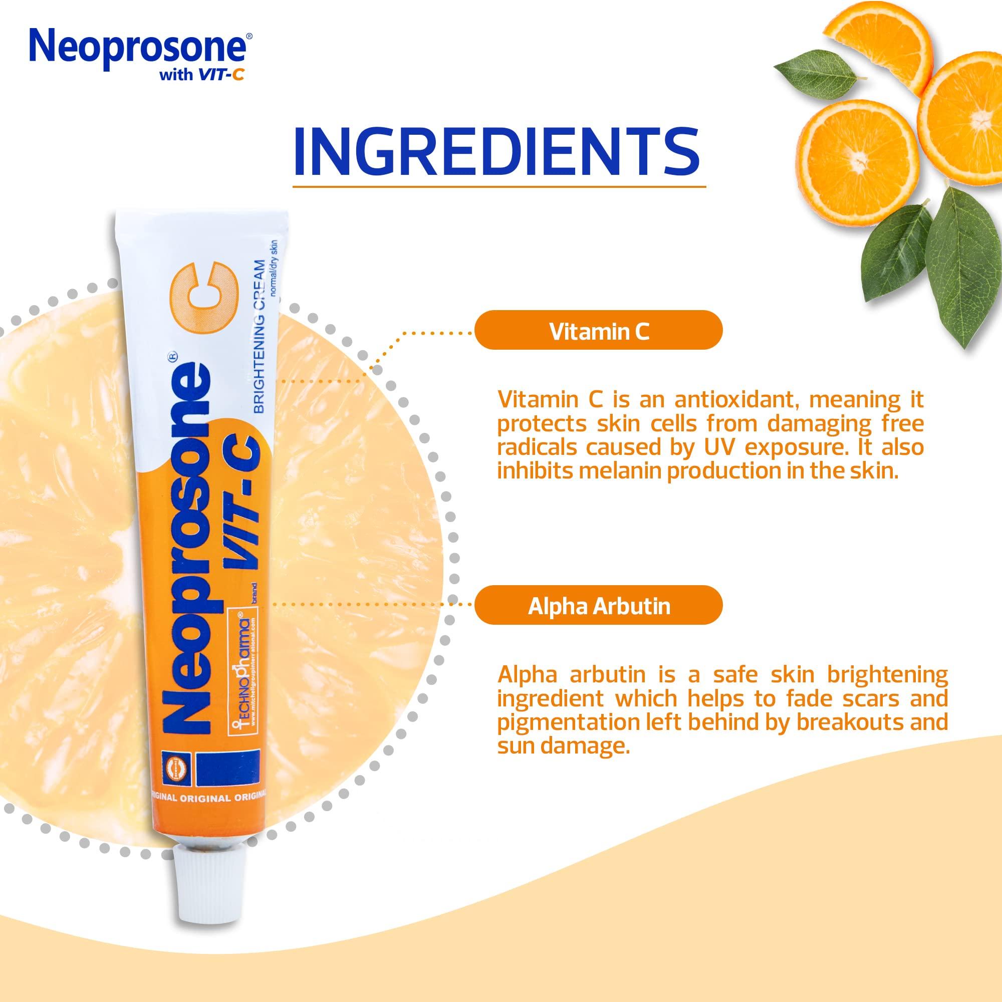 Neoprosone Neoprosone Skin Brightening Cream - 1.7 Fl oz / 50 ml - with Vitamin C and Alpha Arbutin Complex