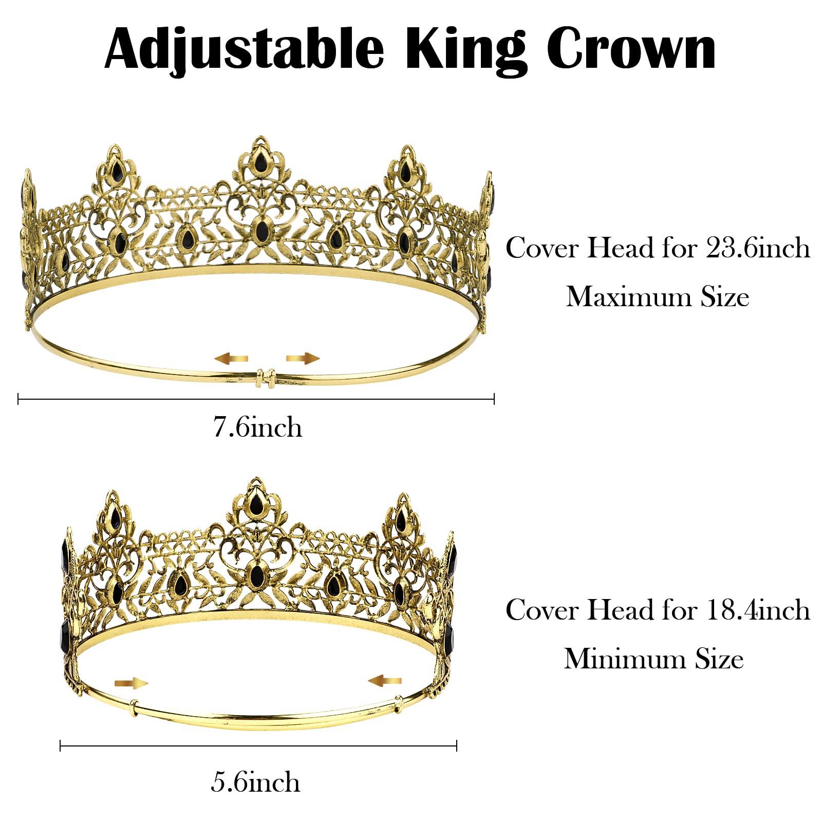 TOBATOBA TOBATOBA King Crowns for Men, Antique Gold Prom King Crown Medieval Crown Royal Crown Medieval Renaissance Costume Men Prince Crown Birthday Crown Boy Hair Accessories for Halloween Costume Cosplay
