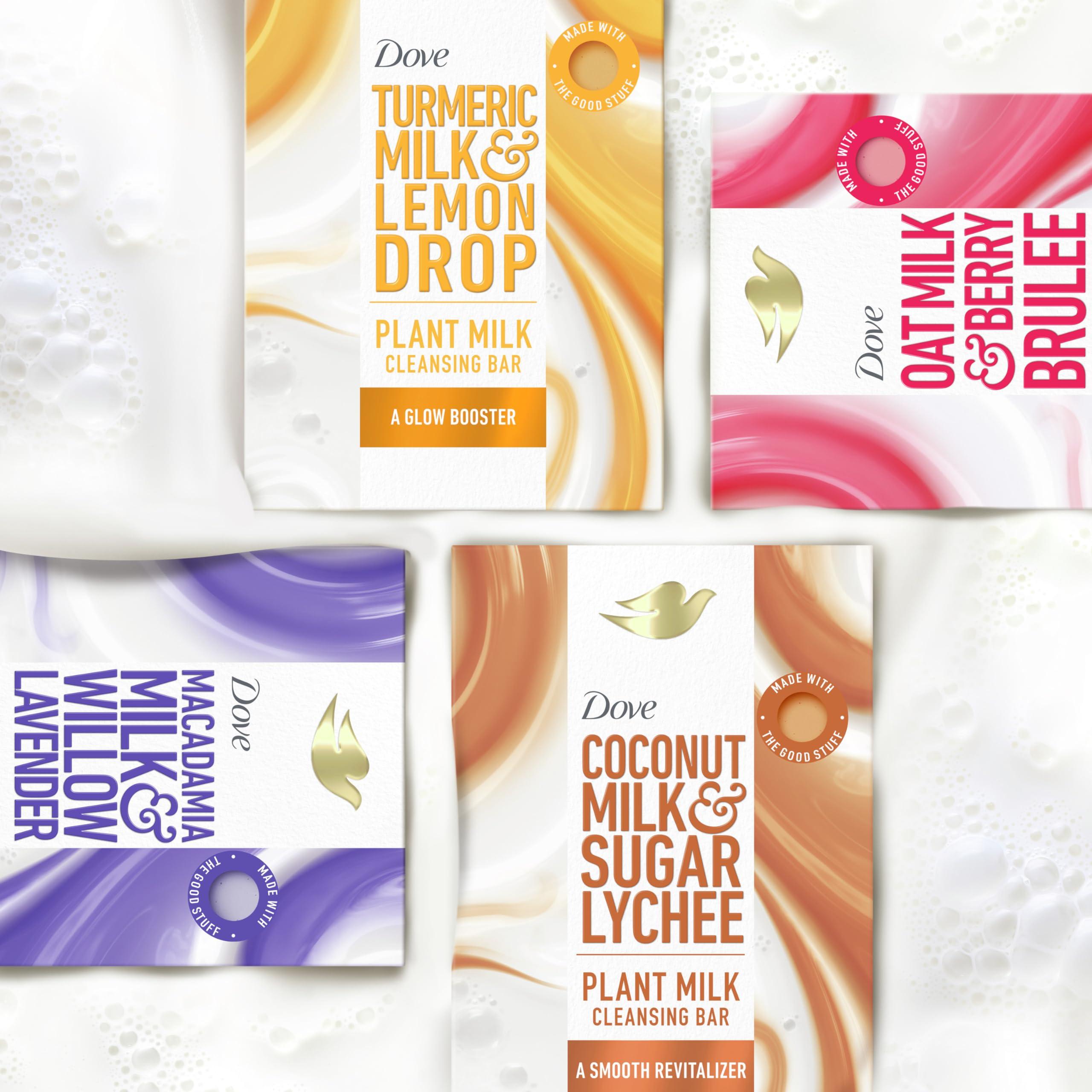 Dove Dove Plant Milk Cleansing Bar Soap Variety Pack with Turmeric Milk & Lemon Drop Glow Booster 4 Count 5 oz Bars for Moisturized Skin