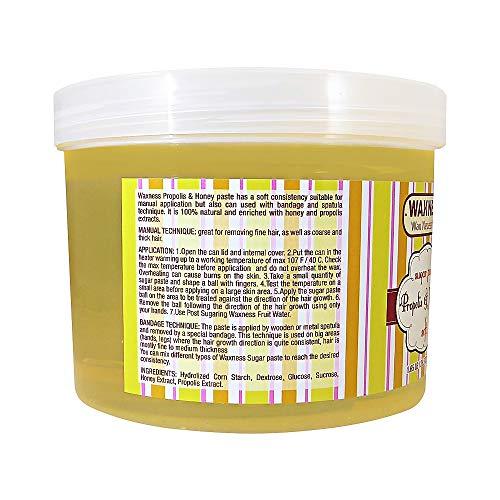 Wax Necessities Waxness All Natural Soft Sugar Paste for Manual Application and Bandage Technique Honey Propolis 1.6 Pound