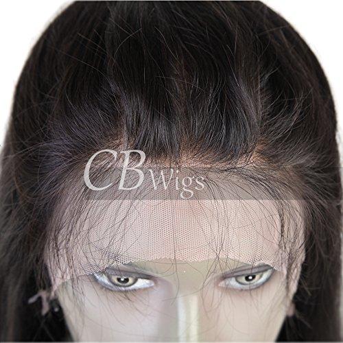 CBWIGS Cbwigs Brazilian Remy Natural Straight 360 Lace Frontal Wig Human Hair with Pre-Plucked Hairline (18 inch 160% Density, Natural Black)