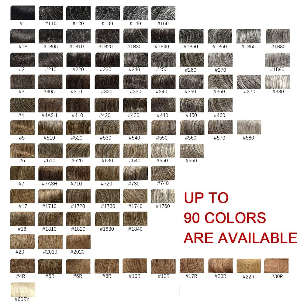 PUNRU HAIR PUNRU HAIR Human Hair System For Men Lace Front With Poly Mens Toupee Natural Hairline Mens Hair Replacement System Bleached Knots Hairpiece 8\"X10\" #320 Dark Brown with 20% gray-100% density