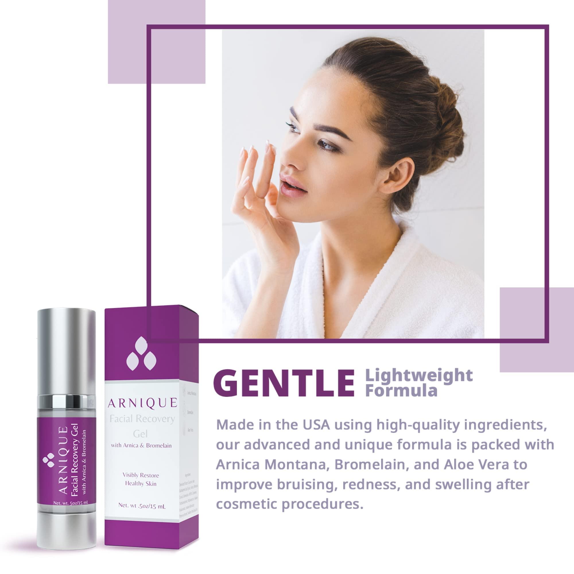 Arnique Arnique Arnica Gel for Face - Facial Recovery Aftercare for Fillers & Cosmetic Injection Treatments, Arnica Montana and Bromelain for Bruising and Swelling After Surgery Skin