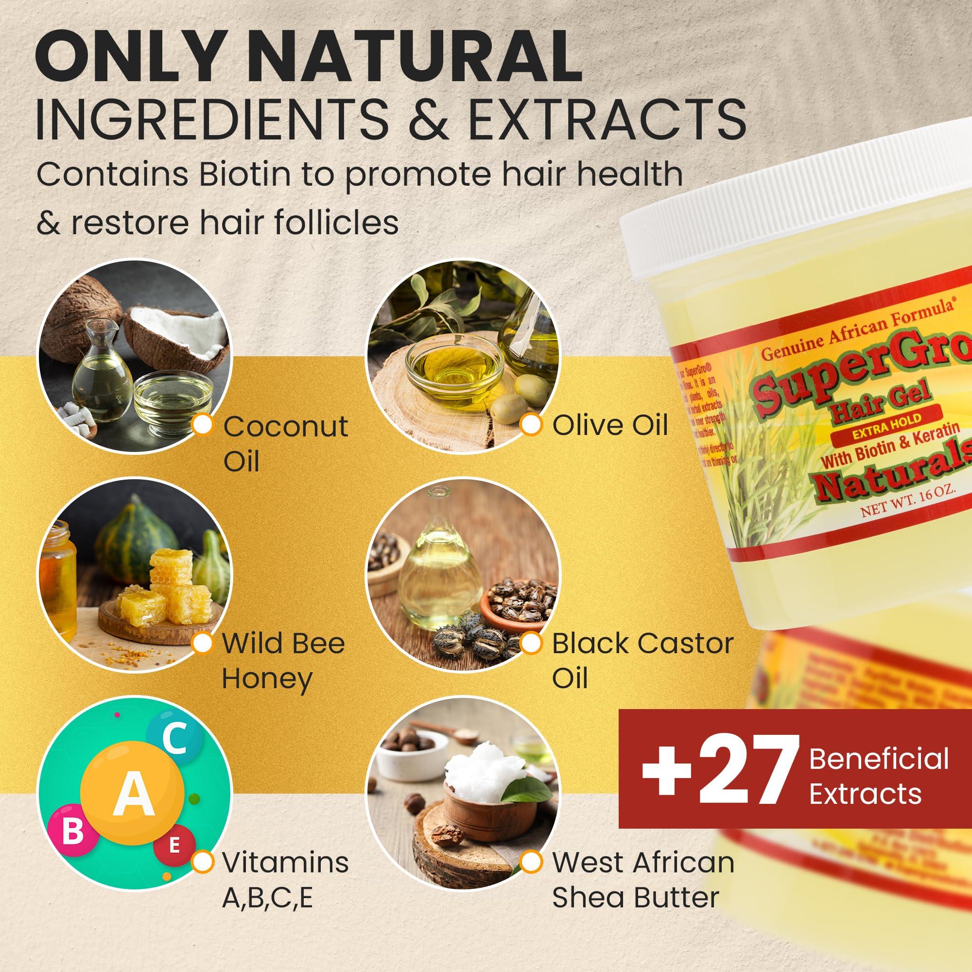 AFRICAN FORMULAS Genuine African Formula SuperGro Extra Hold Gel for Natural Hair Styling - 16 oz