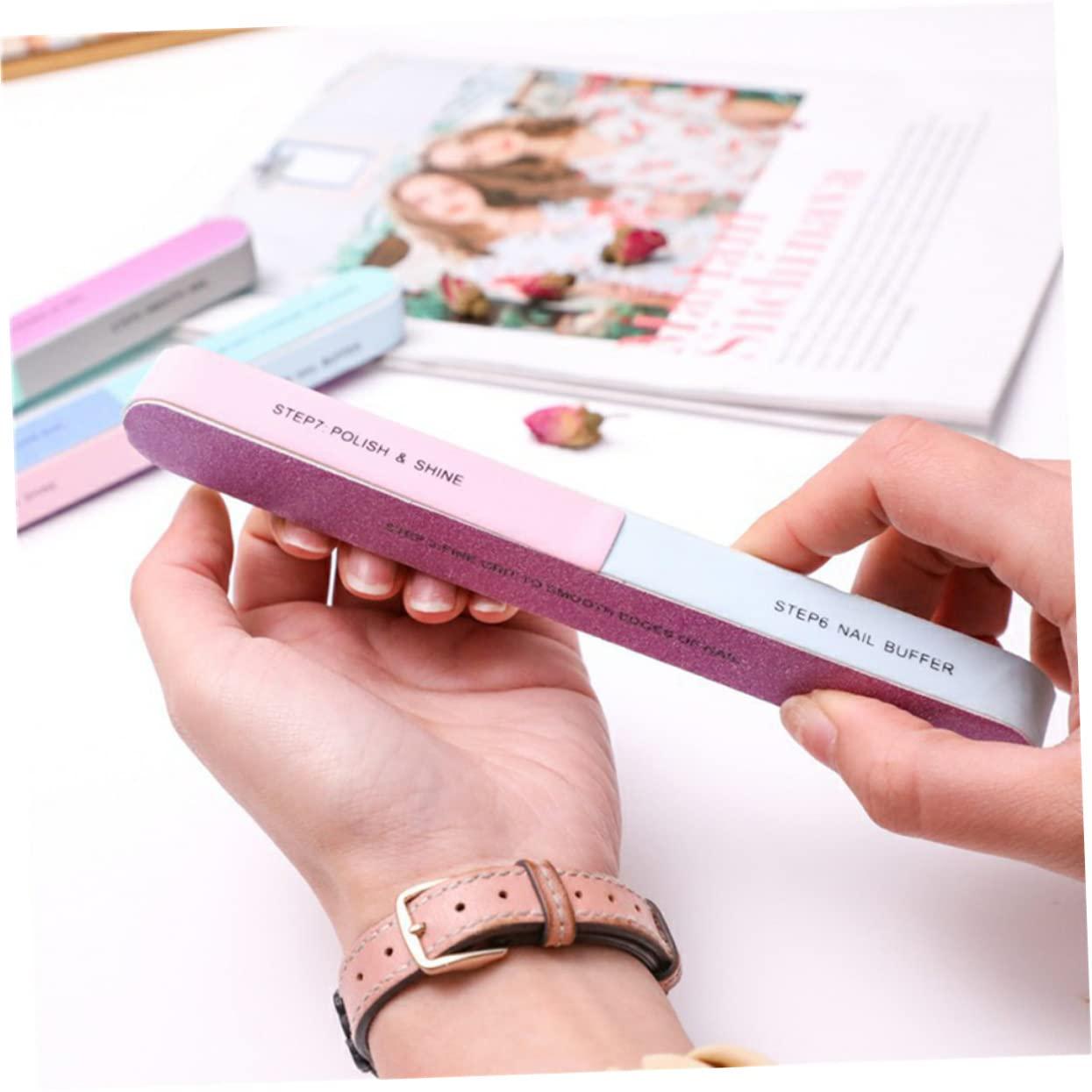 HAPINARY HAPINARY 7-Step Professional Nail Buffer Blocks 6-Sided Nail File Polishing Strip Set for Women Reusable Easy-to-Clean Design