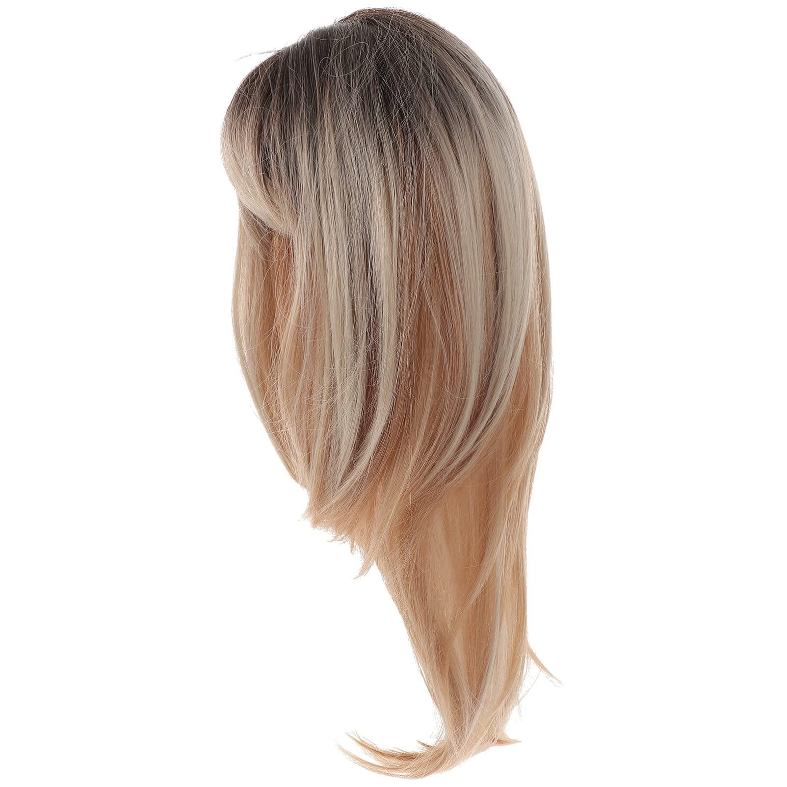 KALLORY KALLORY Blonde Wig with Bangs, Synthetic Straight Hair Wig Wig Cosplay Wig Hairpiece for Women Girls Womens Wigs