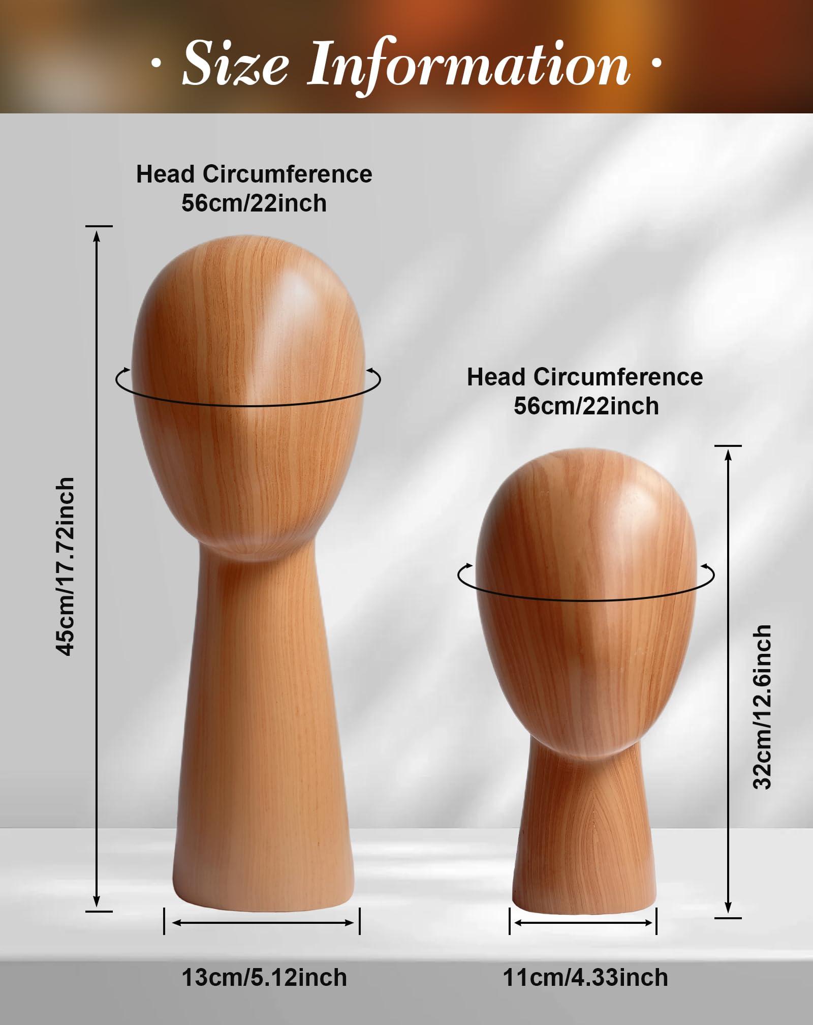 CHADWICK CHADWICK Mannequin Head Block, Hat and Wig Display Stand, Imitation Wooden Wig Head Stand, Abstract Dome Model Head, Manikin Head Hat Holder for Shop, Hair Salon, Home Decor, Durable GFRP Material