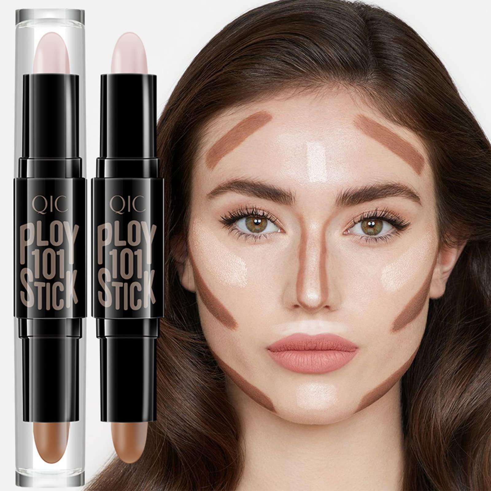 SOMGKIN Highlight Contour Stick, 2 in 1 Makeup Shading Stick, Face Highlighters Sticks, Concealer Contour Highlighter Stick,Cruelty Free Makeup,double-end face concealer contouring sticks cream (01)