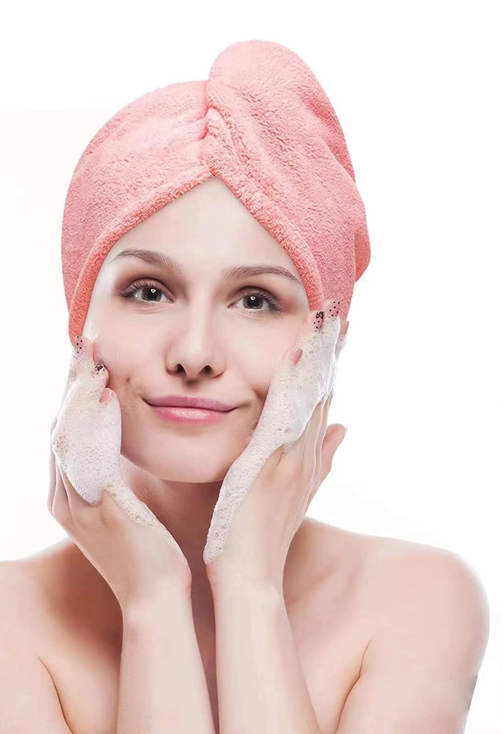 Generic Microfiber Hair Towel, 3 Pack Hair Turbans for Wet Hair, Drying Hair Wraps for Curly Hair Women Anti Frizz, Blue, Grey, Pink