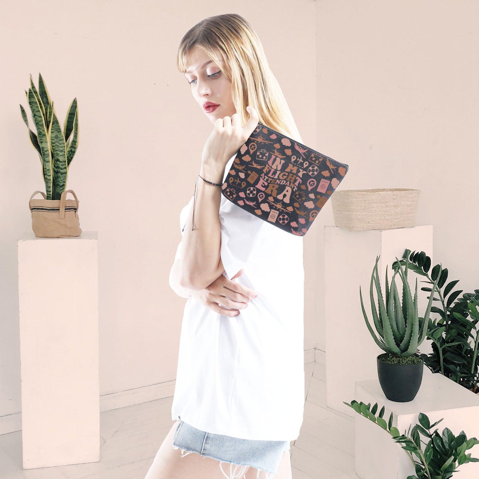 GJTIM Flight Attendant Gift In My Flight Attendant Era Stewardess Aviation Travel Makeup Bag for Cabin Crew Hostess Aviation Gift (Flight Attendant Era Black)