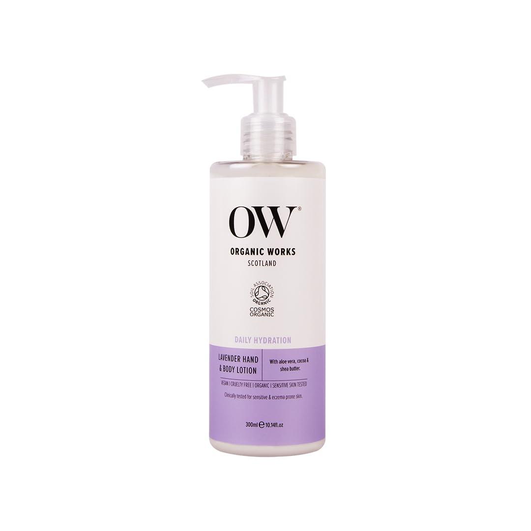 Organic Works Organic Works Daily Hydration Hand and Body Lotion - Enriched with Vitamin E, Cocoa Butter Lotion for Skin Hydration - Lavender - 10.14 oz