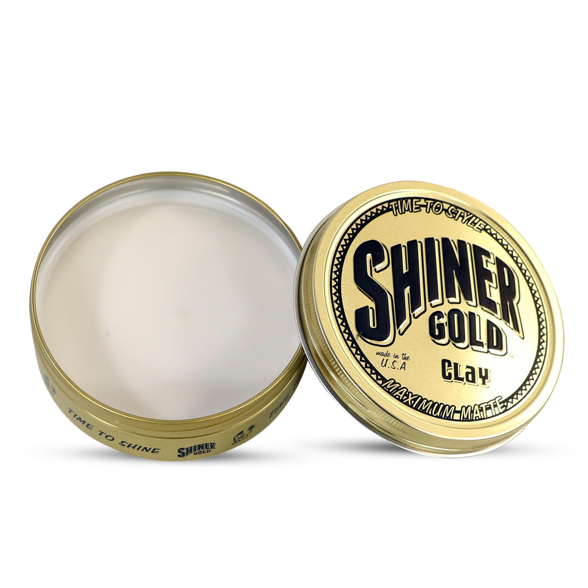 Shiner Gold Pomade Shiner Gold Matte Clay Pomade | Strong Hold | Matte Finish | Water Based | Coconut Scent, 3.5oz Pack of 3