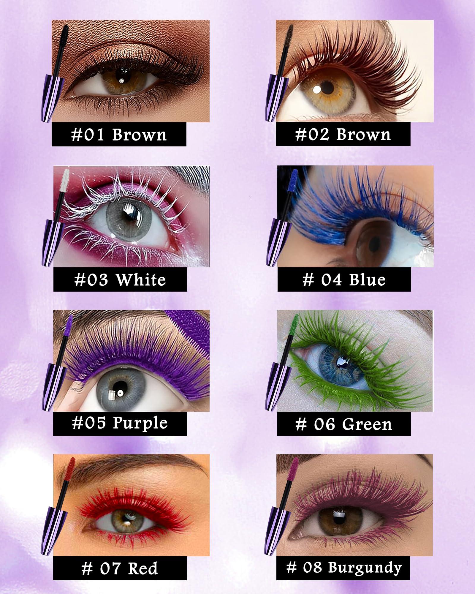 LYSdefeu 5D Burgundy Mascara for Eyelashes-1Pcs Longlasting Waterproof Smudge-Proof Colored Tubing Mascara Volume and Length, Volumizing Curling Eye Lashes Fiber Mascara, Women\'s Day Eye Makeup Gift for Women