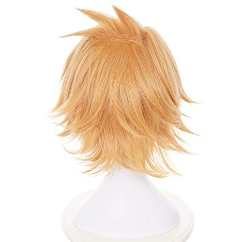 HIROAKIYA HIROAKIYA Chargebolt Denki Kaminari Wig, MHA My Hero Academia Chargebolt Denki Kaminari Cosplay Wig with Lightning Hair Clip & Wig Cap, Short Blonde Anime Cosplay Wig