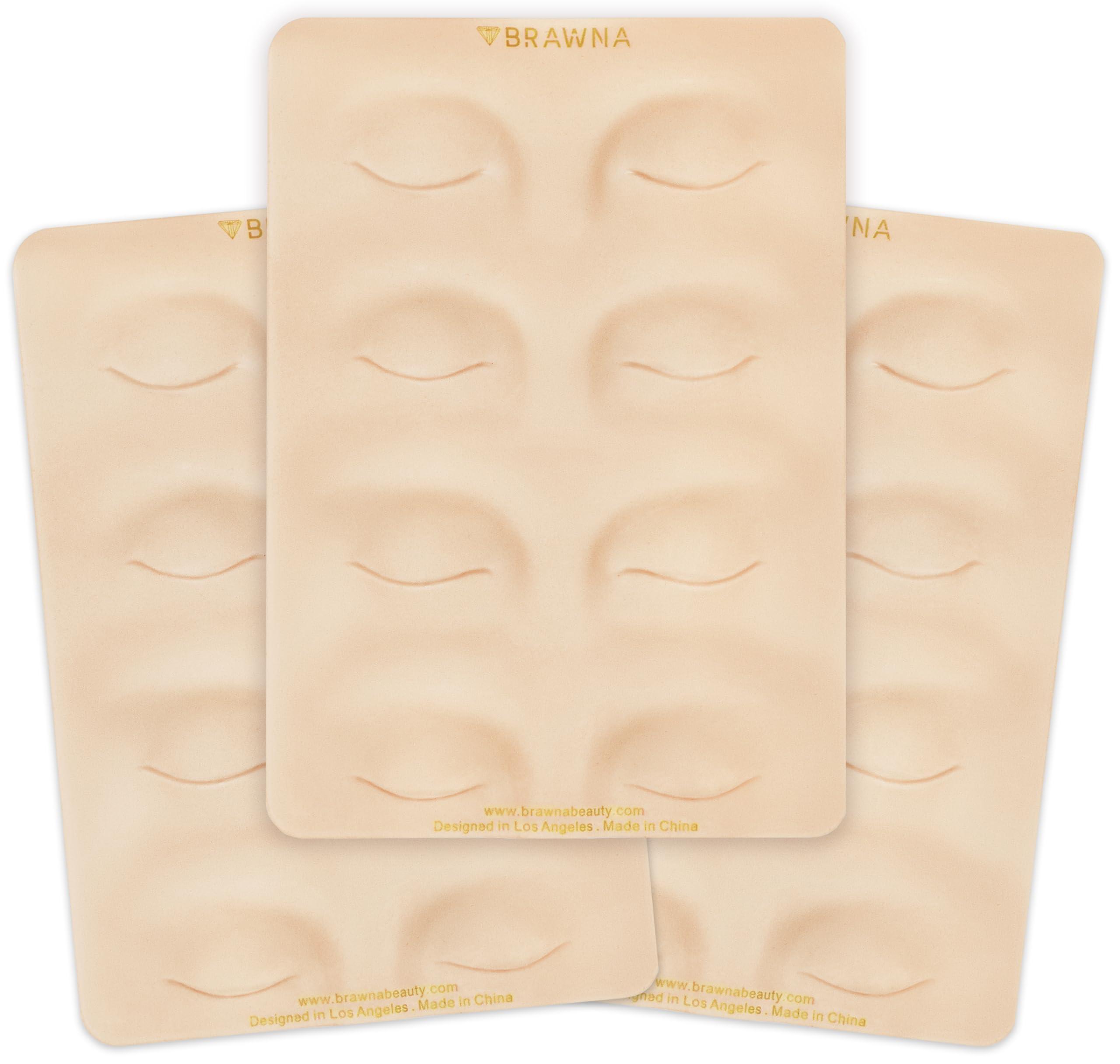 BRAWNA BRAWNA [ 3 Pack ] 3D Eyebrow PMU Practice Skin - Eyeliner Practice Skin - 4 Different Shapes - PMU Supplies