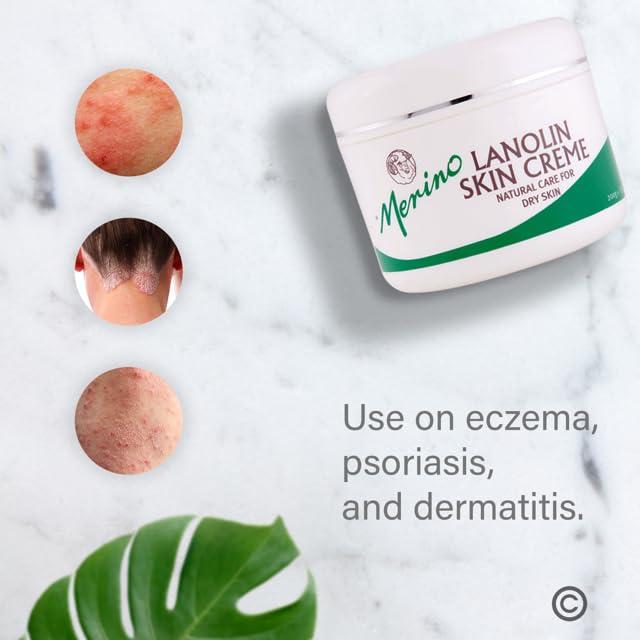 Merino Skin Care Dry Skin Lanolin Cream for Cracked Heels, Elbows and Soft Hands (500g/17.63 oz) Large Jar