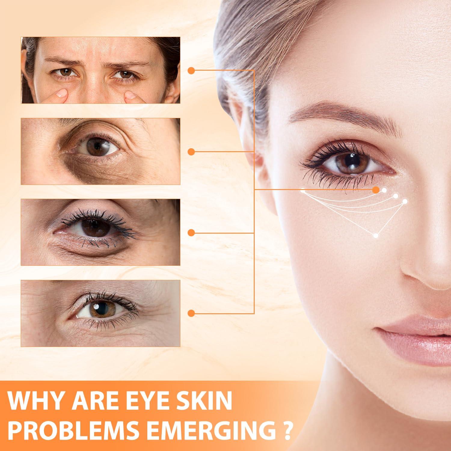 Grenben Revive + Glow Vitamin C Eye Balm (0.14 oz),Moisturizing & Hydrating Eye Cream, Brightening and Reducing Dark Circle, Firming Eye Cream (2 PCS)