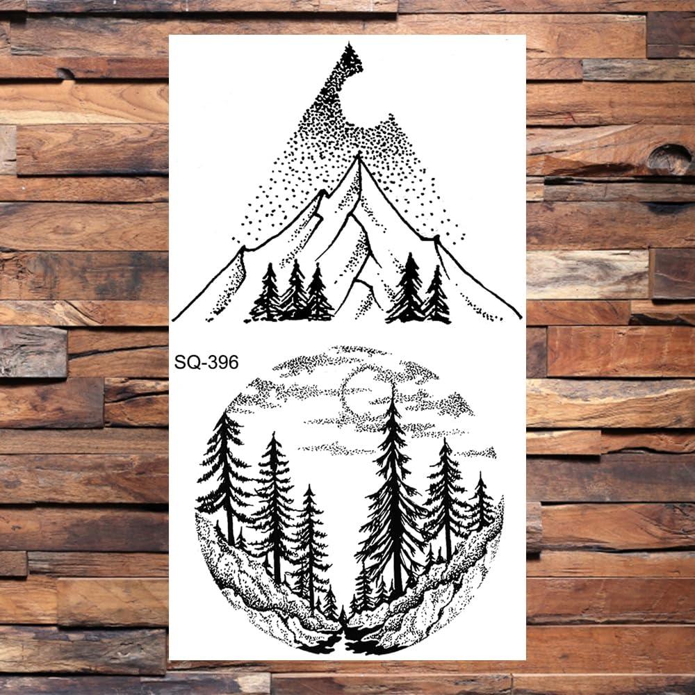 TTHUONG THATHU Whale Forest Temporary Tattoos For Adults Men Realistic Mountains, Rivers, Waves And Stars Tattoo Stickers Arm Body Tatoos